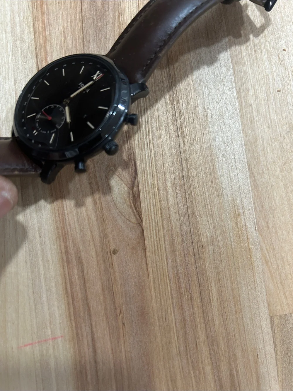 Fossil Men's Black and Brown Leather Strap Watches Duo